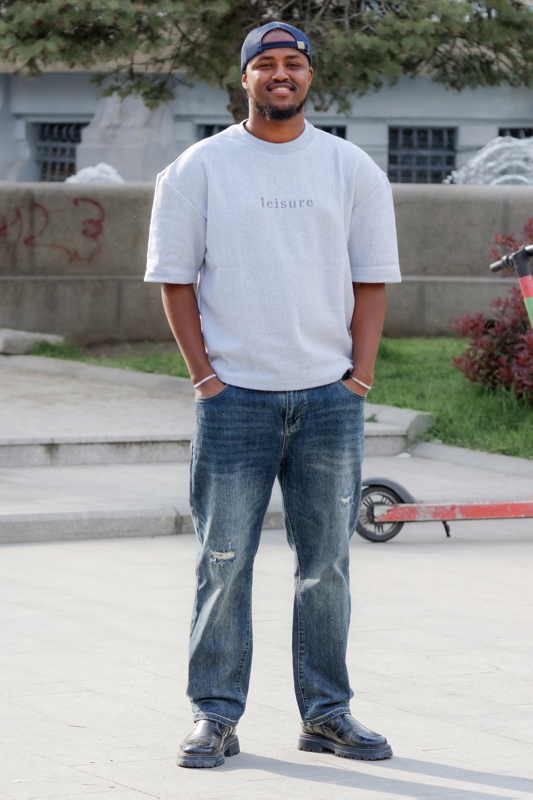 African young man posing